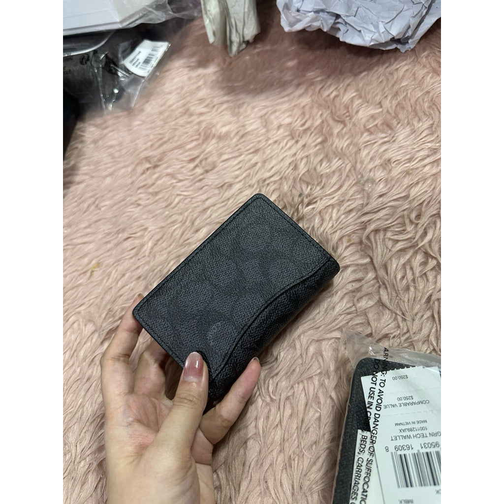 ORIG & IMPORTED CCH ID Wallet In Signature Canvas Small Men Card Holder Wallet