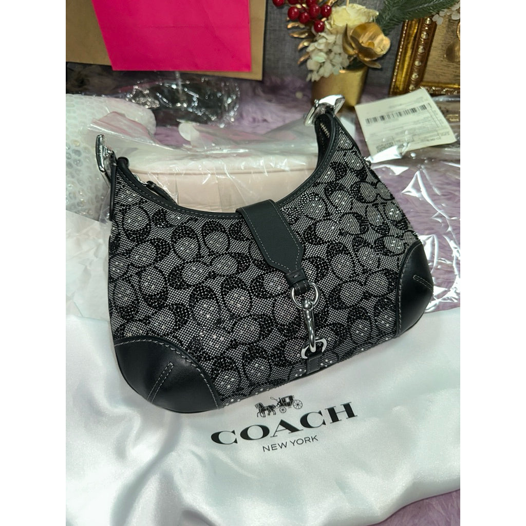 ORIG & IMPORTED CCH Retail Hampton Crystal Signature Jacquard Shoulder Black Bag