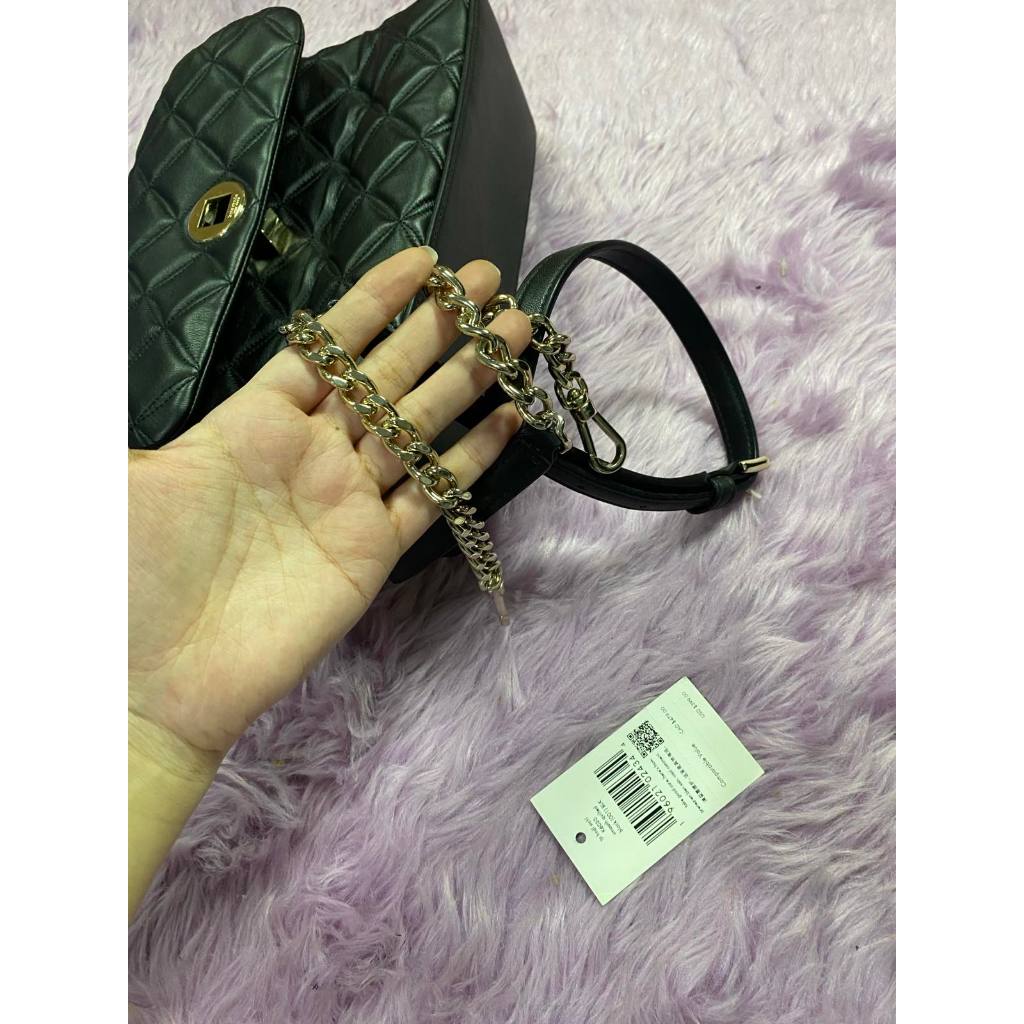 ORIG Preloved KS Natalia Top Handle Satchel Quilted Black Bag