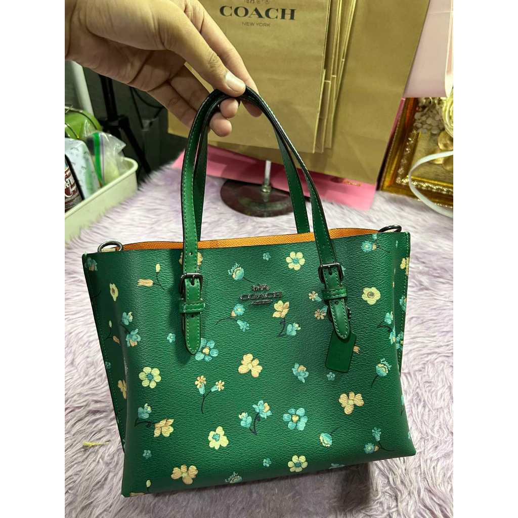 ORIG Preloved CCH Mollie Medium Tote Tote 25 With Mystical Floral Print Green