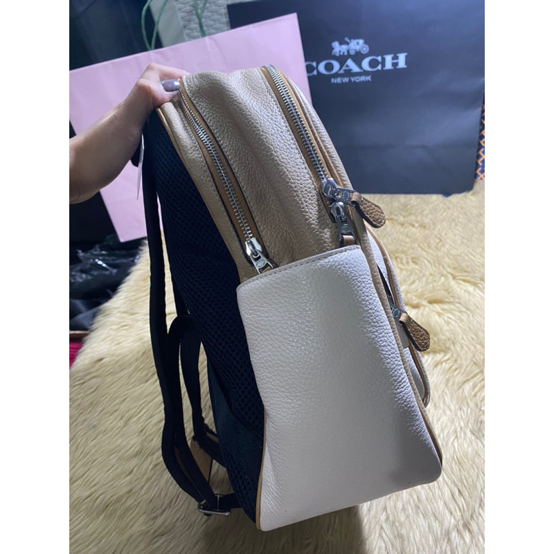 AUTHENTIC/ORIGINAL CCH Court Medium Backpack Bag In Colorblock Beige Brown