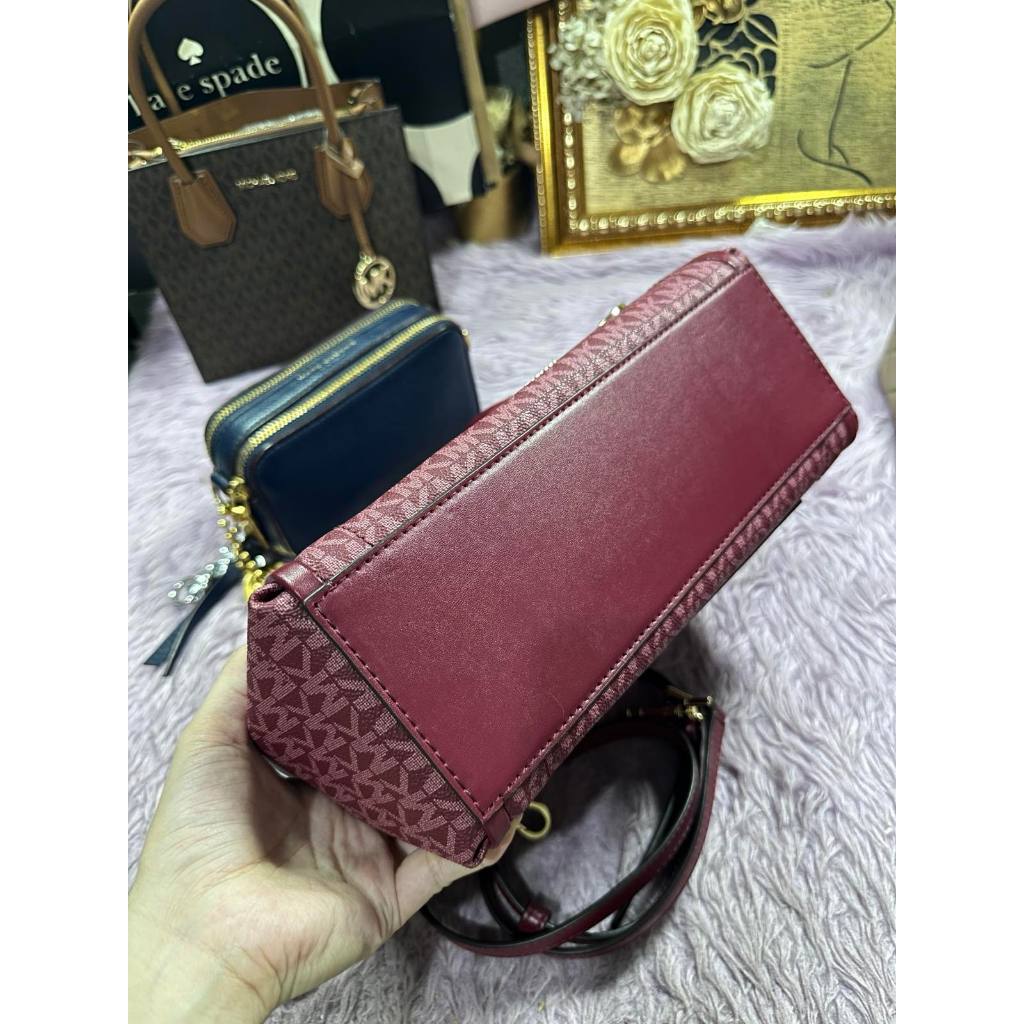 ORIG Preloved MK Carine Medium Logo Satchel Maroon Bag