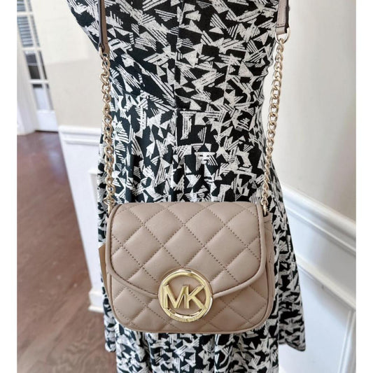 ORIG Preloved MK Fulton Small Quilted Leather Beige Crossbody Bag