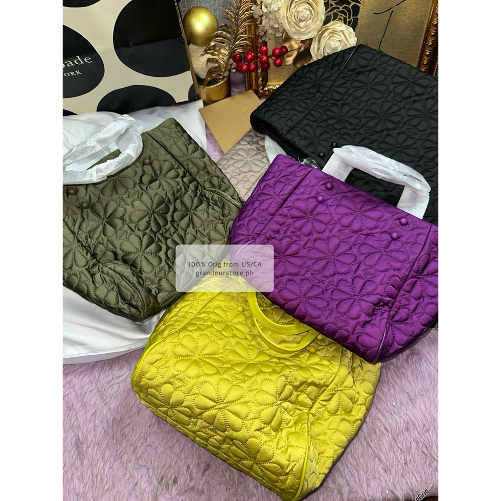 ORIG & IMPORTED KS Retail Tilly Quilted Small Tote Nylon Purple/Black/Pink/Brown/Green Bag