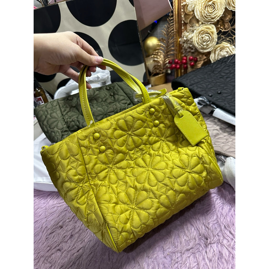 ORIG & IMPORTED KS Retail Tilly Quilted Small Tote Nylon Purple/Black/Pink/Brown/Green Bag