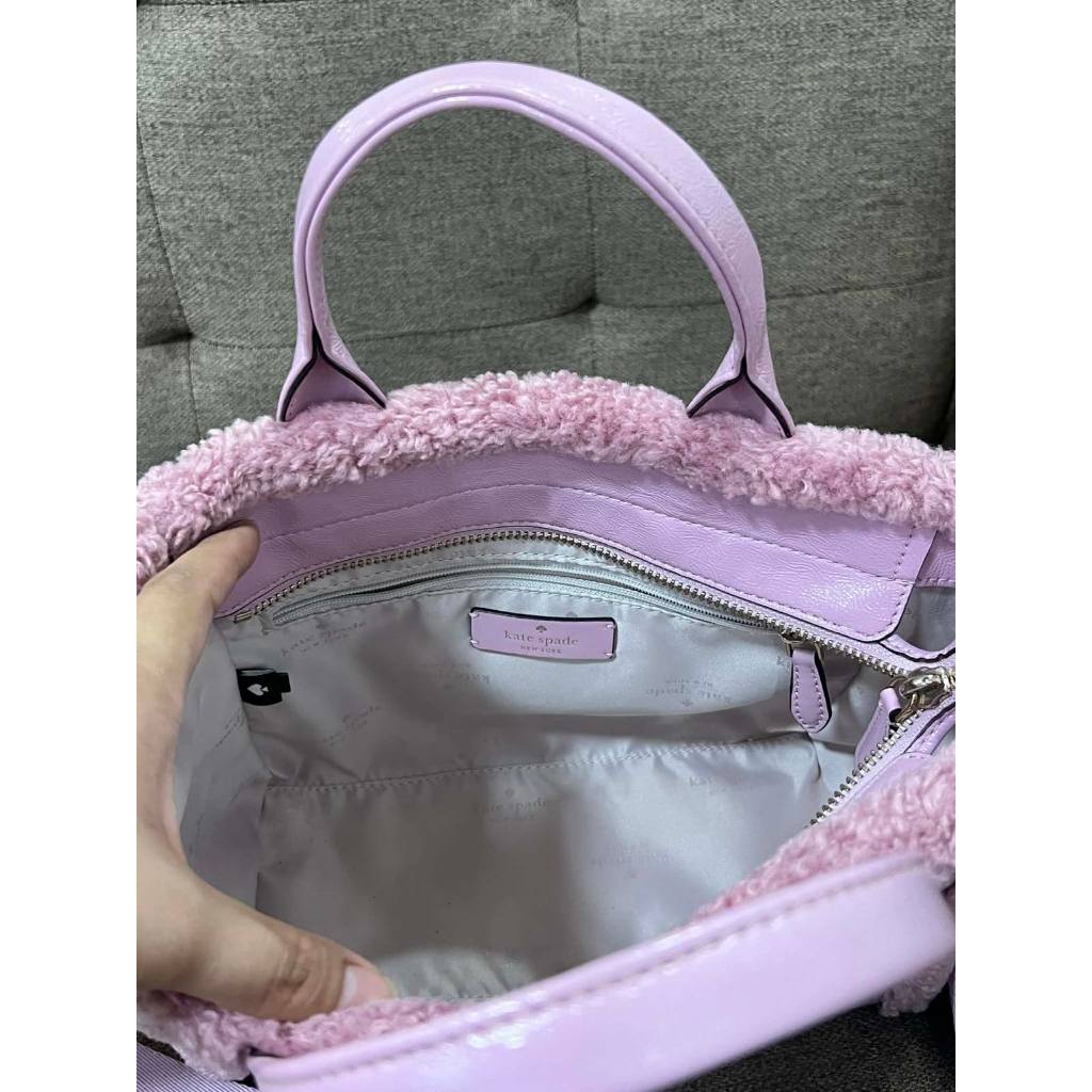 ORIG Preloved KS Jett Faux Shearling Small Pink Tote Bag
