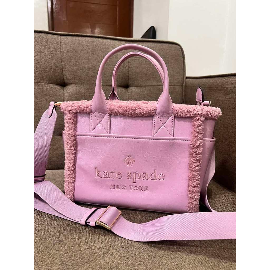 ORIG Preloved KS Jett Faux Shearling Small Pink Tote Bag