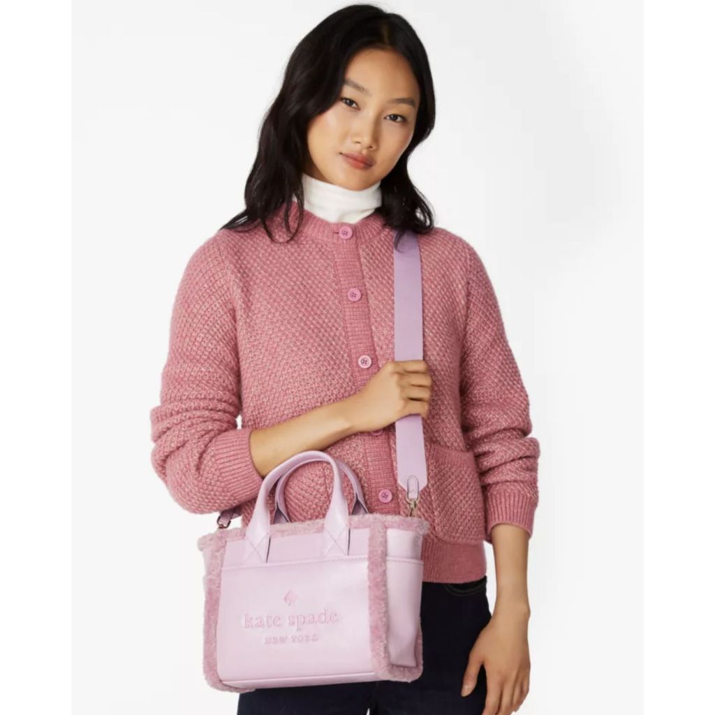 ORIG Preloved KS Jett Faux Shearling Small Pink Tote Bag