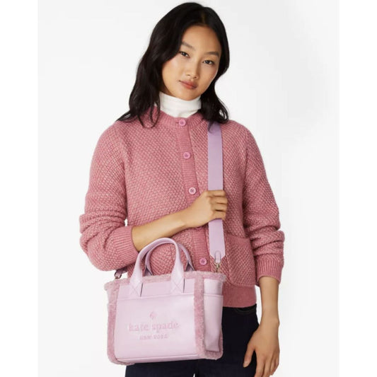 ORIG Preloved KS Jett Faux Shearling Small Pink Tote Bag