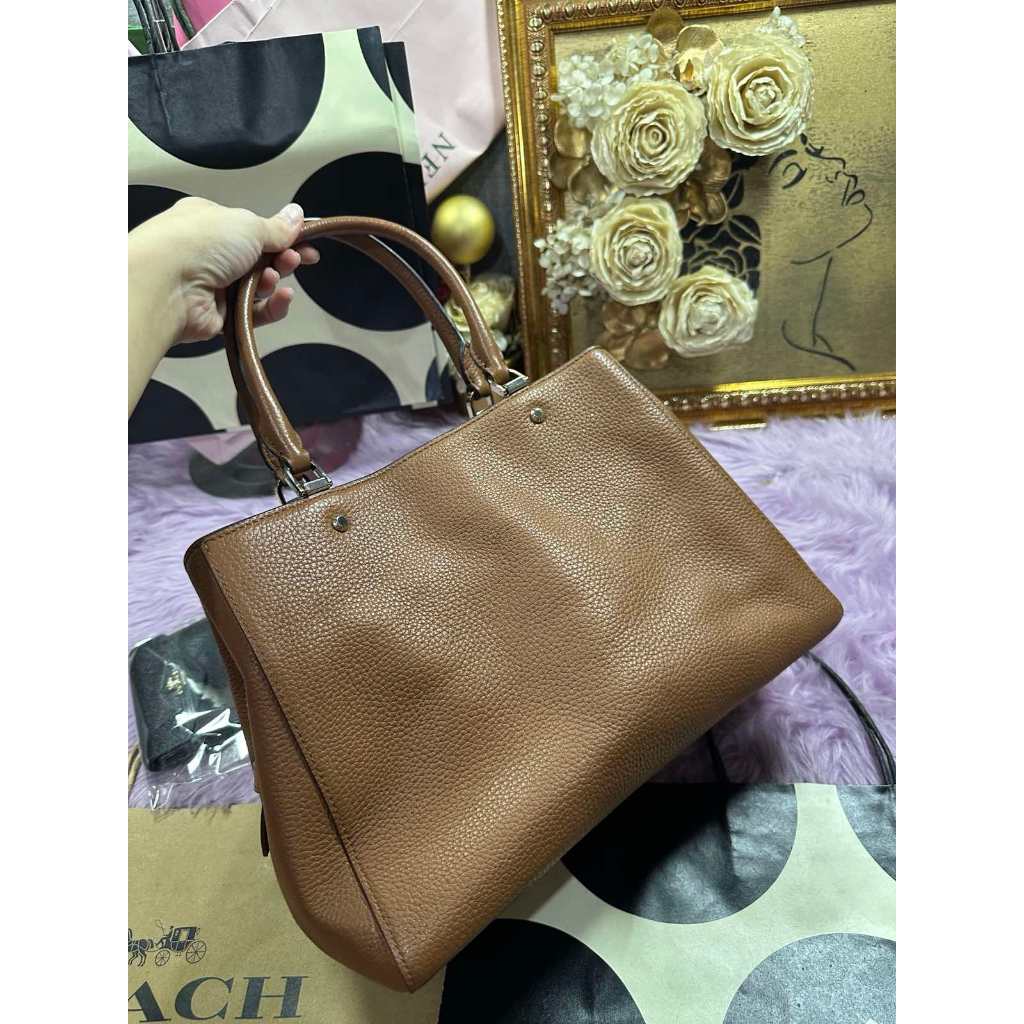 ORIG Preloved KS Leila Triple Compartment Satchel Crossbody Brown Bag