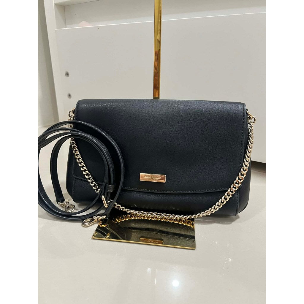 ORIG Preloved KS Greer Laurel Way Flap Black Bag