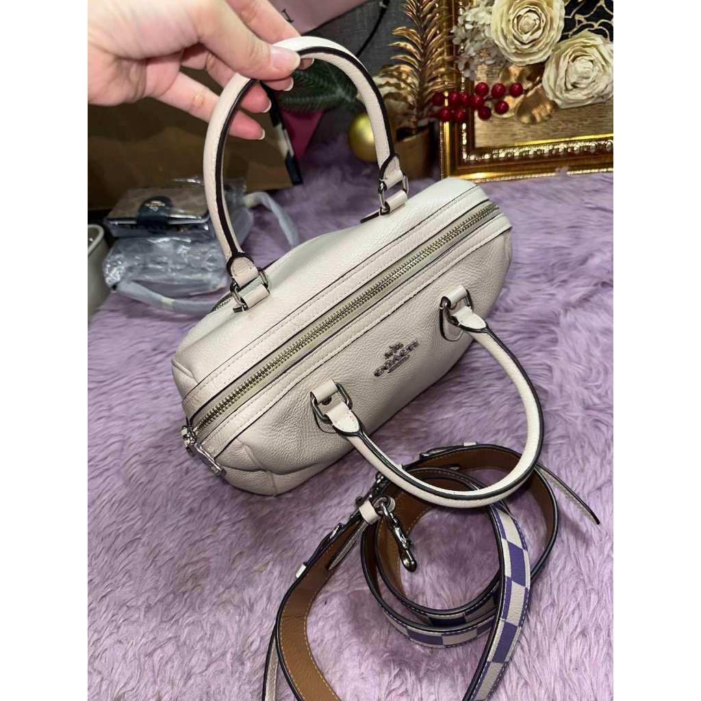 ORIG Preloved CCH Rowan Satchel White Bag With Thick Purple Strap