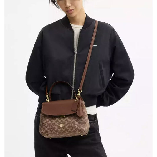 ORIG & IMPORTED CCH Emory Top Handle Tan Brown Bag In Signature Chenille