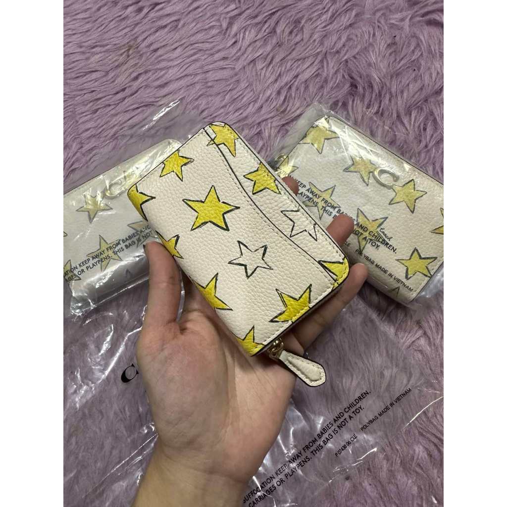 ORIG & IMPORTED CCH Essential Small Zip Around Card Case Star Print White Wallet