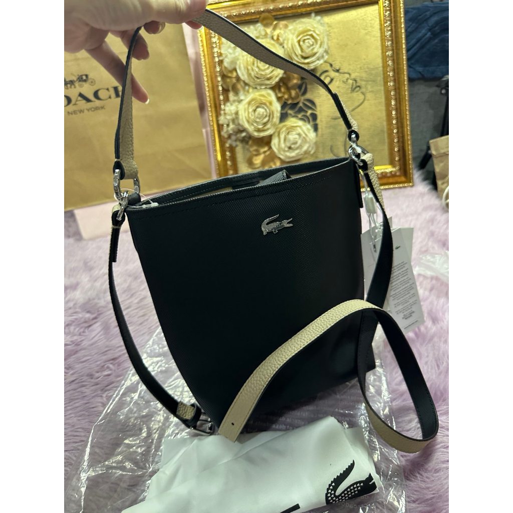 ORIG & IMPORTED LCT Lacoste Anna Bucket Black Medium Bag