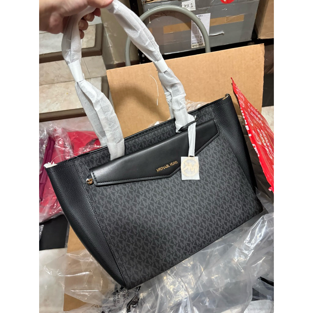 ORIG & IMPORTED MK Maisie Large Logo 3-in-1 Tote Brown Black Vanilla Bag