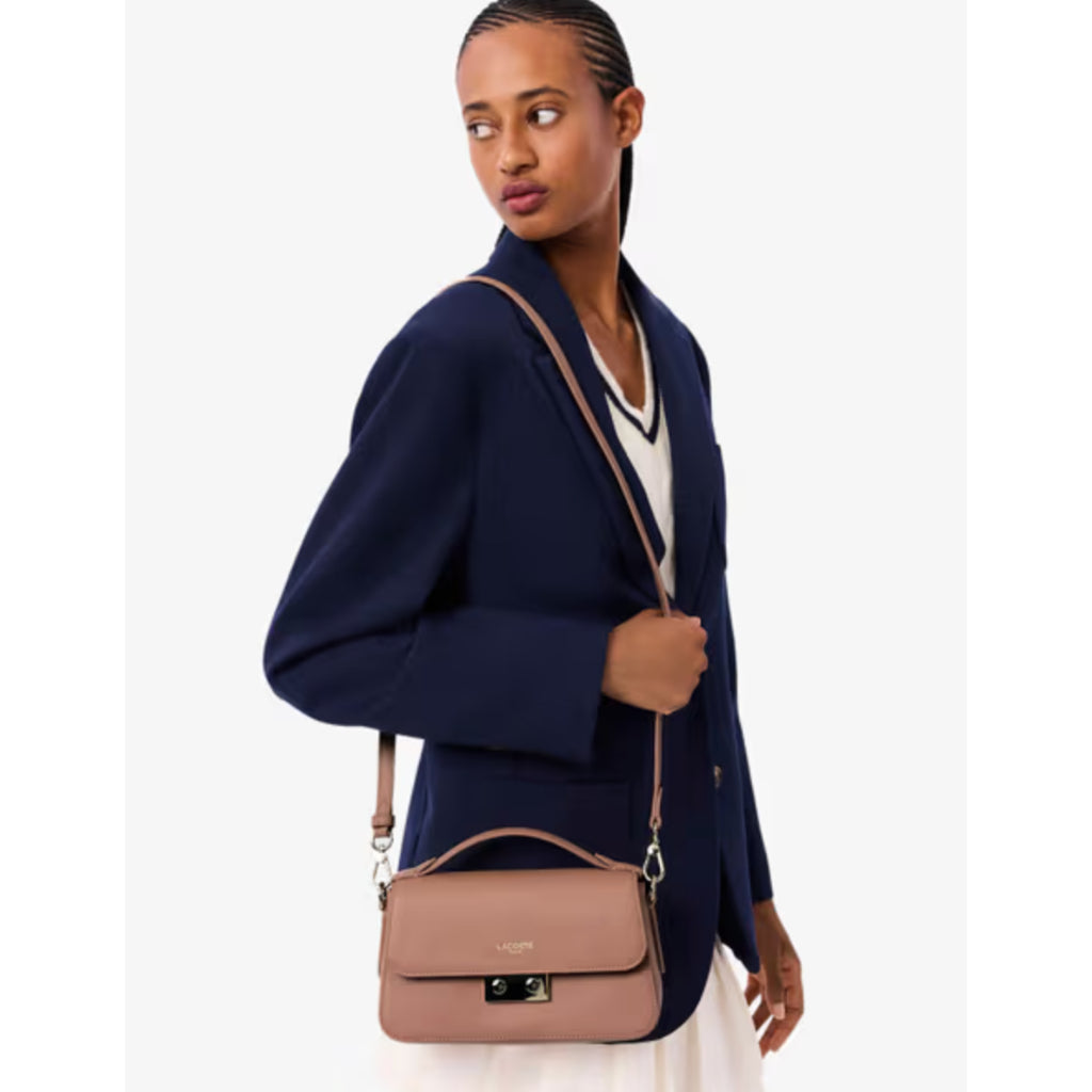 ORIG & IMPORTED Lacoste Champs-Élysées Shoulder Flap Taupe/Pink Bag