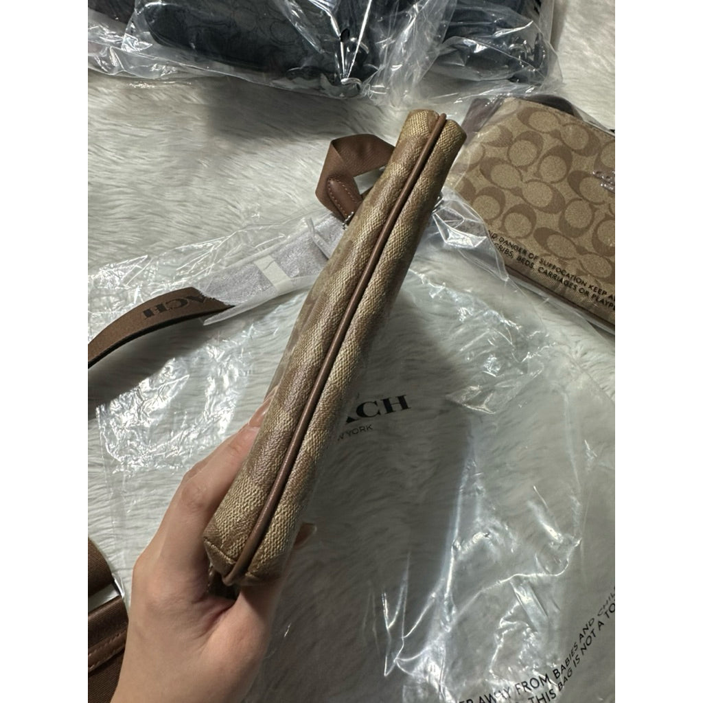 AUTHENTIC/ORIGINAL CCH Pace Slim Crossbody Bag In Signature Canvas Khaki Brown