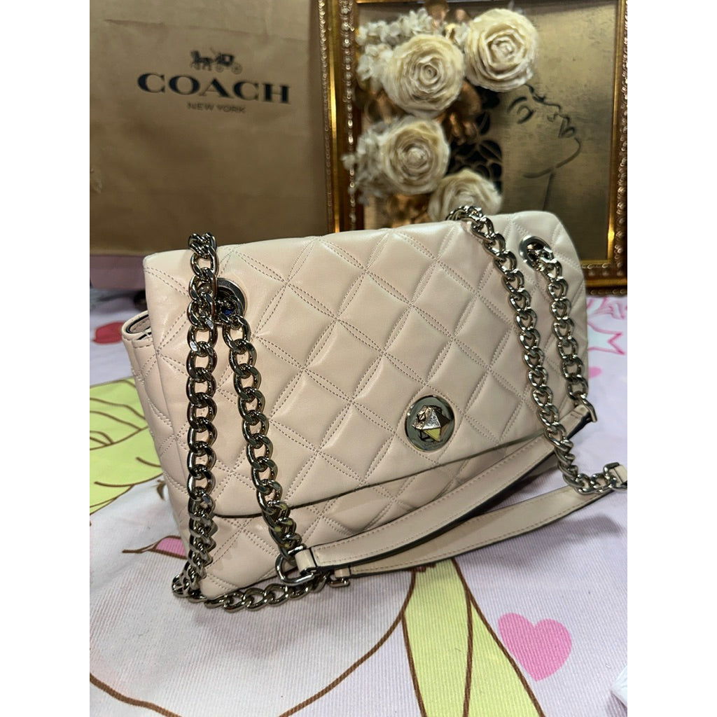 ORIG Preloved KS Natalia Medium Flap Shoulder Bag in White Cream Bag
