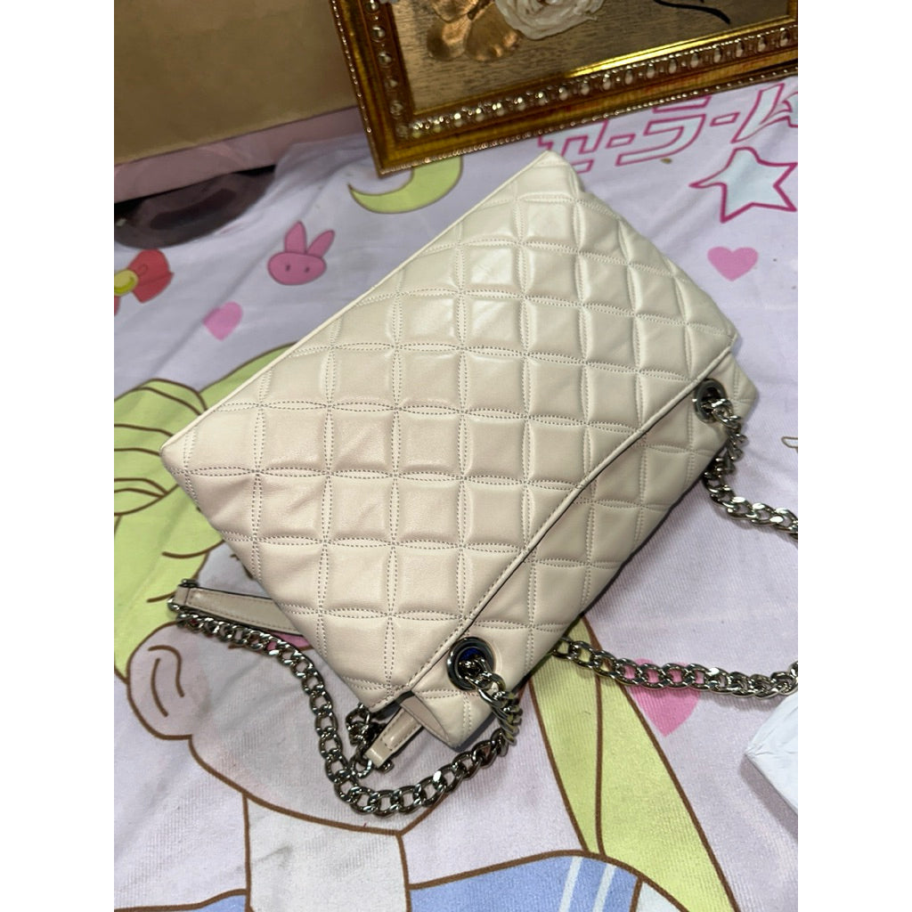 ORIG Preloved KS Natalia Medium Flap Shoulder Bag in White Cream Bag