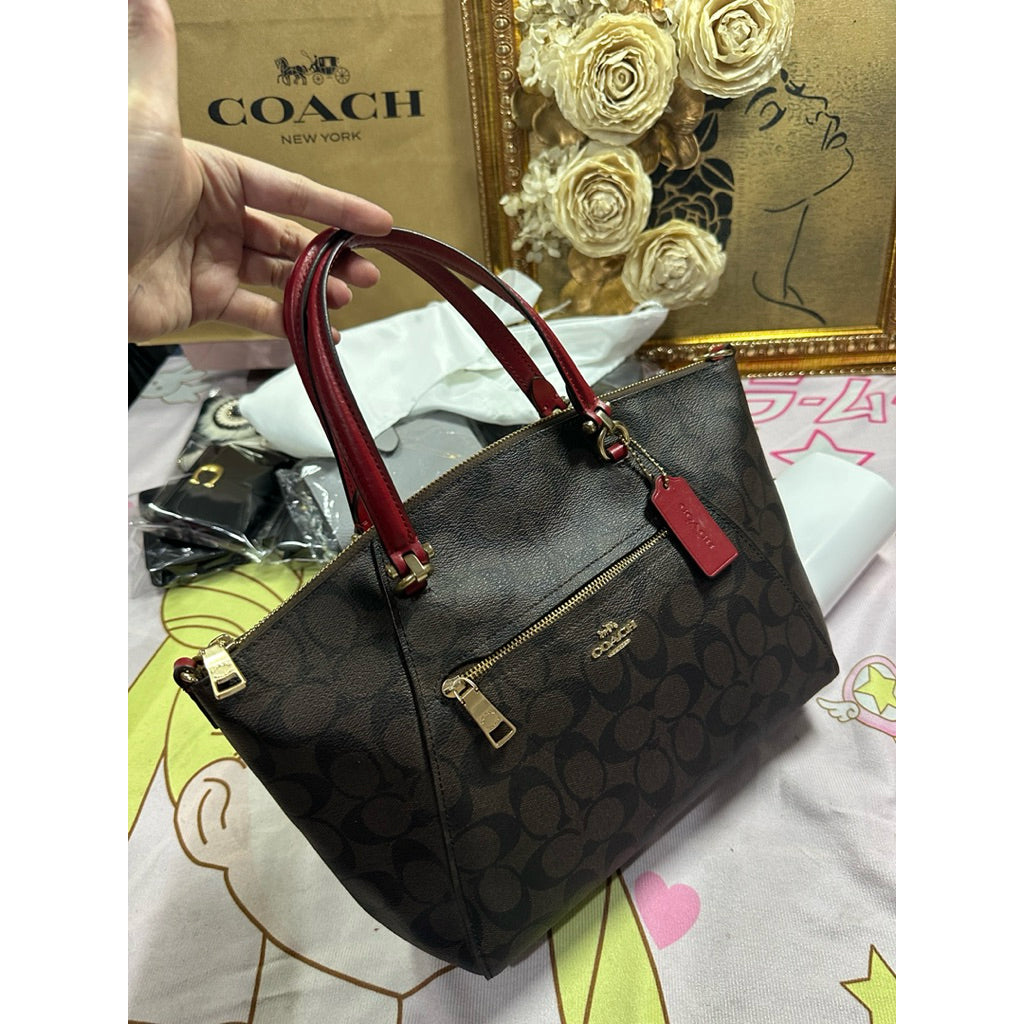 ORIG Preloved CCH Prairie Satchel In Signature Canvas Brown/Red Bag