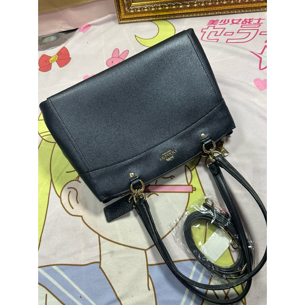 ORIG Preloved Coach Crossgrain Large Brooke Carryall Dark Blue Bag