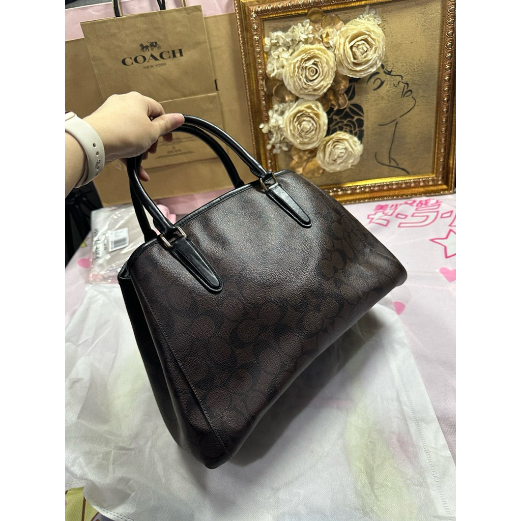 ORIG Preloved RARE CCH Margot Carryall Signature Brown Black Satchel Bag