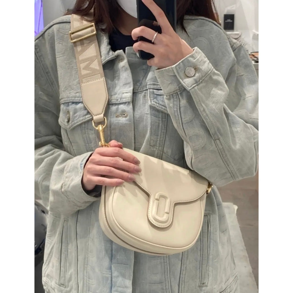 ORIG & IMPORTED MJ The Saddle Crossbody White Flap Bag