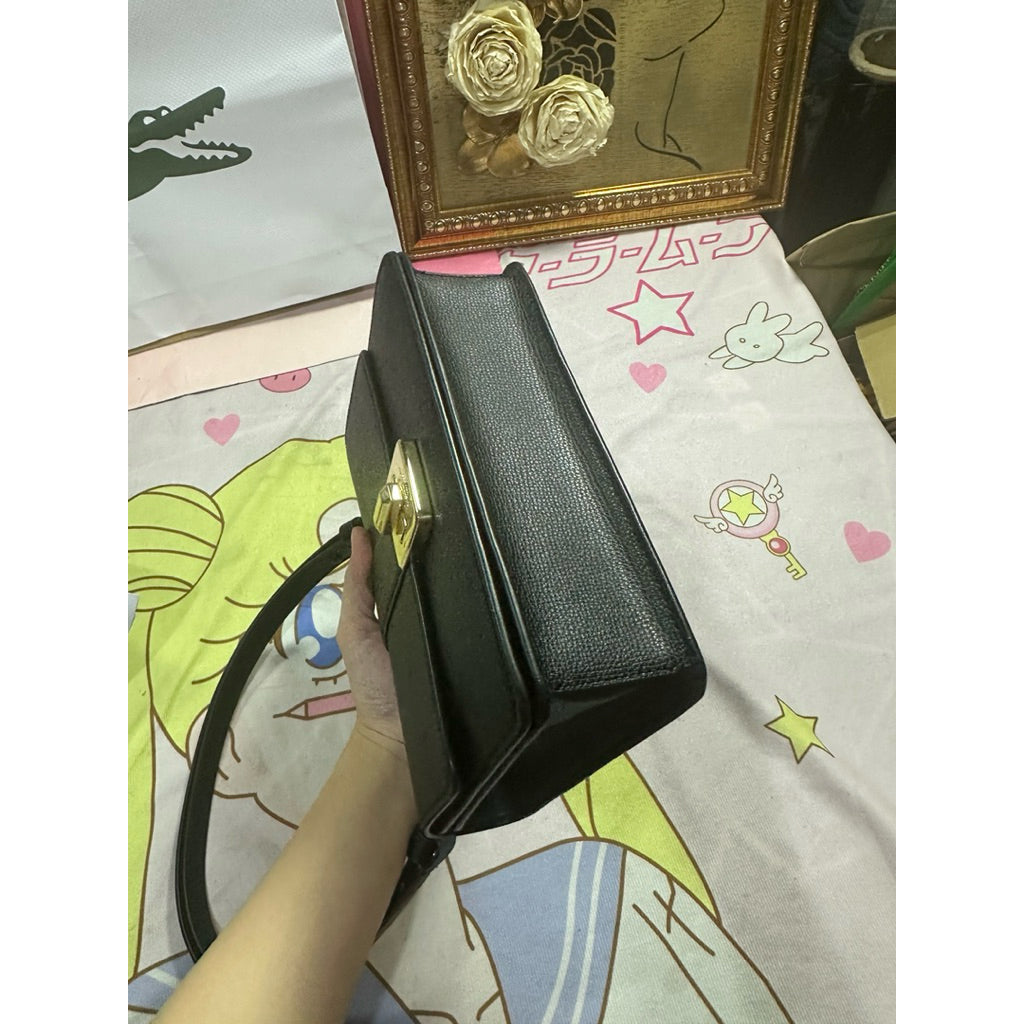 ORIG & IMPORTED KS Phoebe Turnlock Flap Shoulder Black Bag