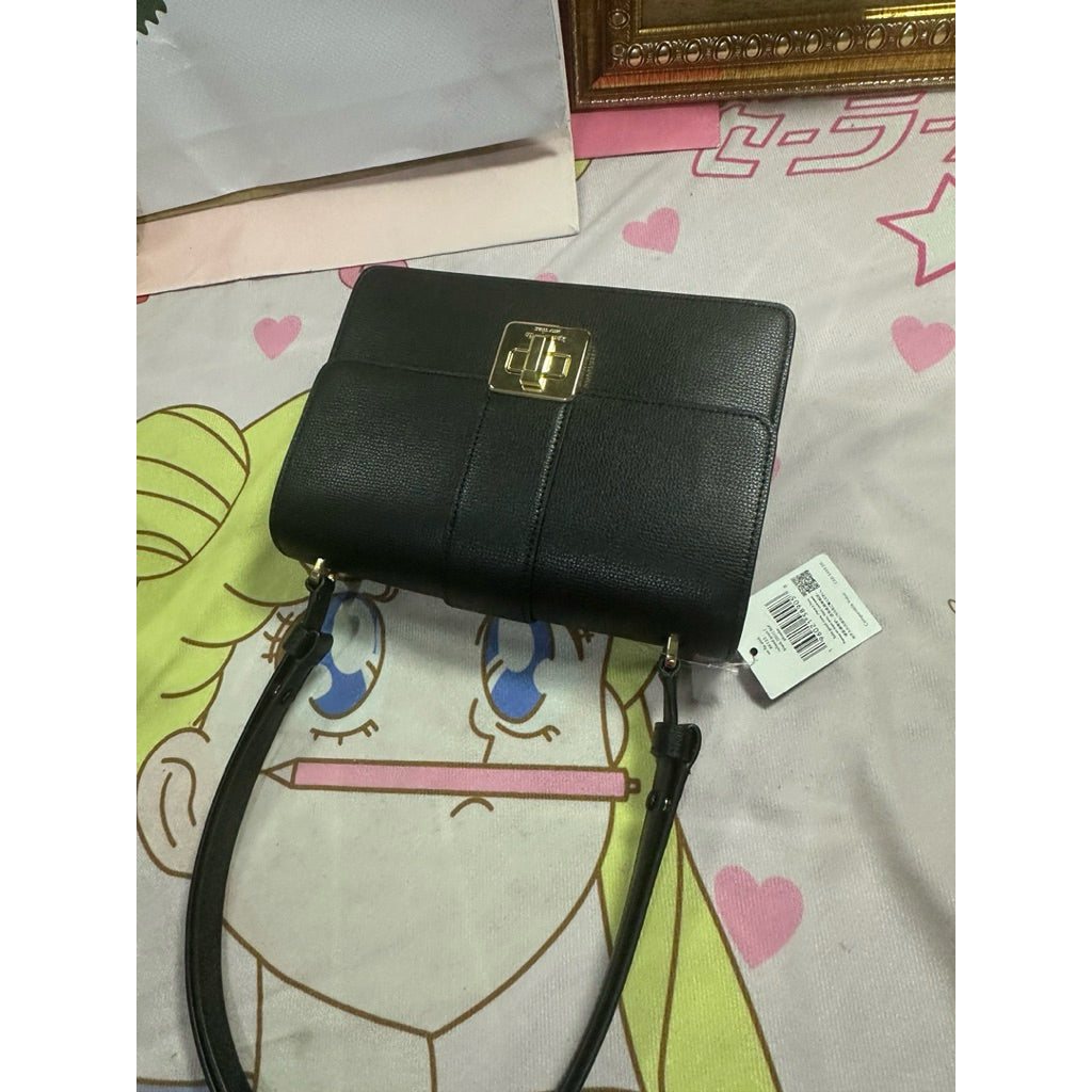 ORIG & IMPORTED KS Phoebe Turnlock Flap Shoulder Black Bag