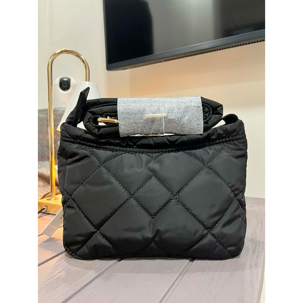 ORIG & IMPORTED MJ Quilted Nylon Crossbody Bag in Black