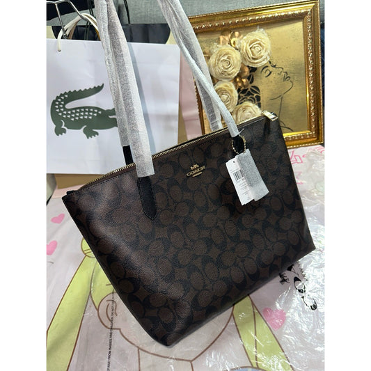 ORIG & IMPORTED CCH Zip Top Tote Brown Bag In Signature Canvas