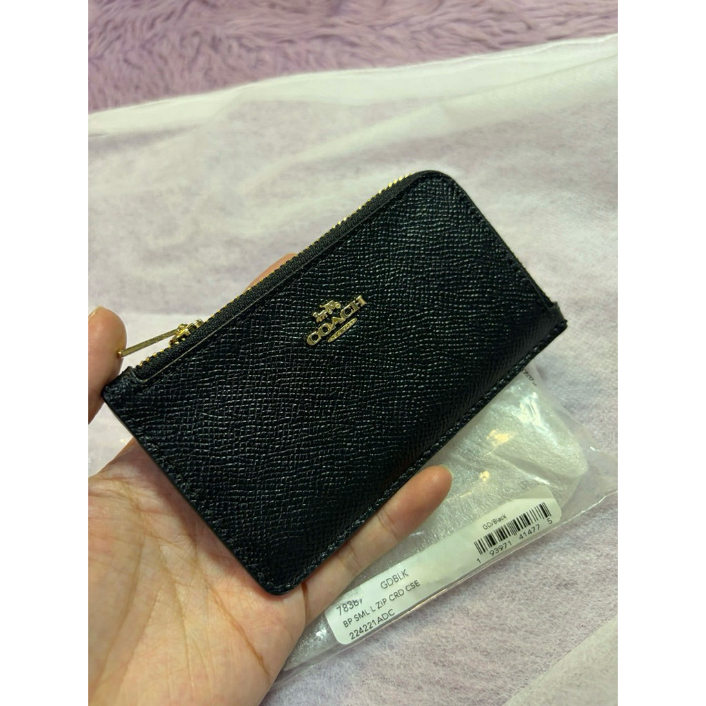 ORIG & IMPORTED CCH 78387 Small L-Zip Card Case Black Wallet