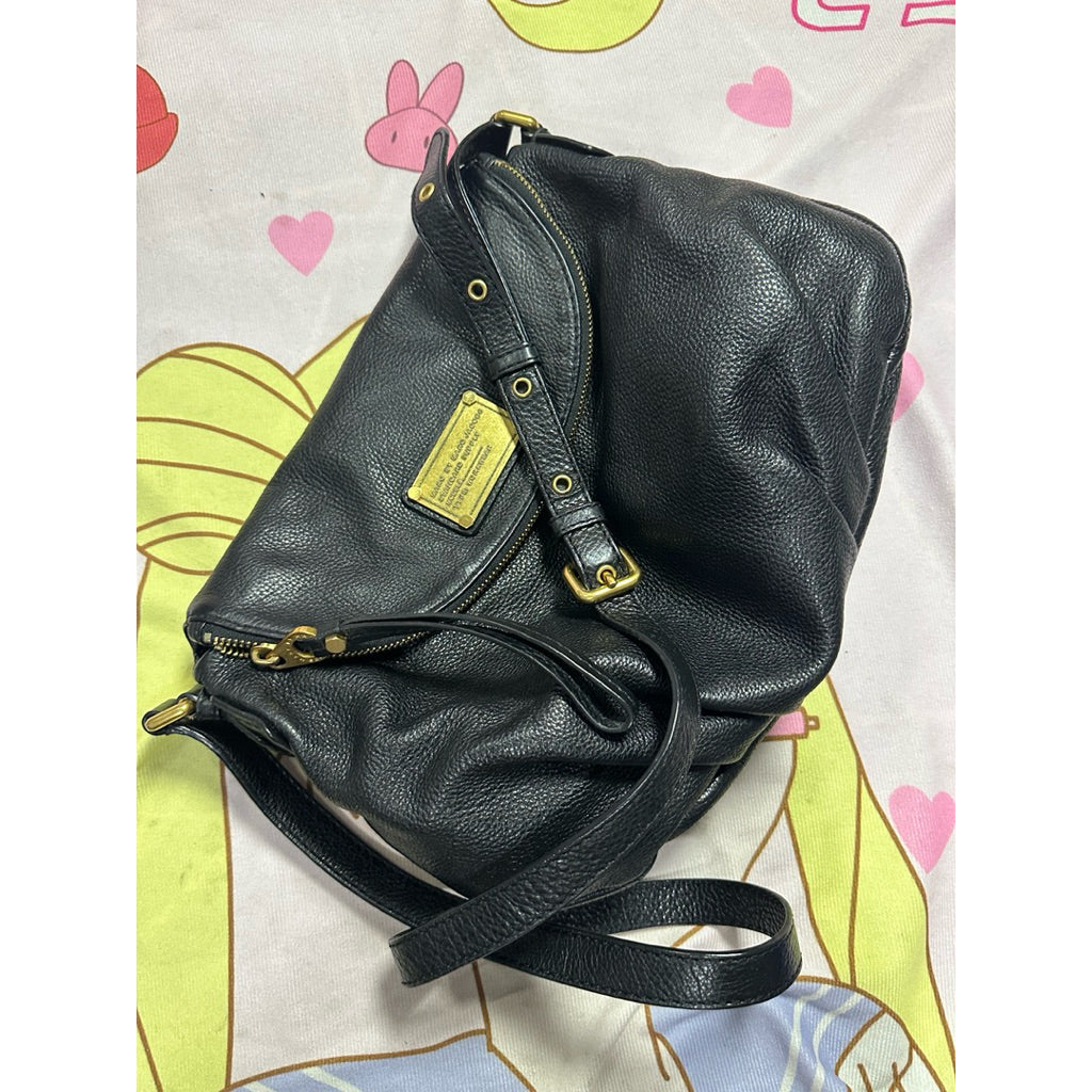 ORIG Preloved MJ Black Leather Classic Q Natasha Crossbody Bag