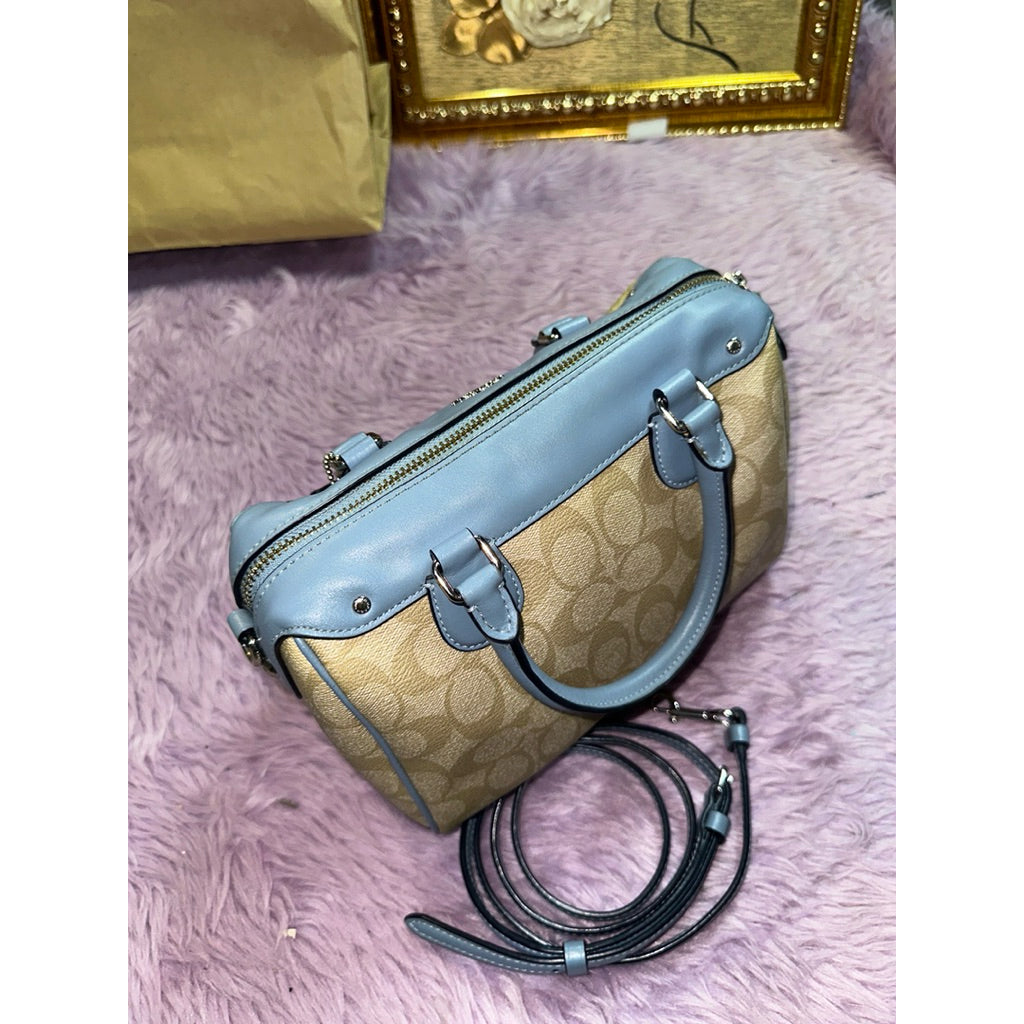 ORIG Preloved CCH Mini Bennett In Light Khaki/Blue Satchel Bag