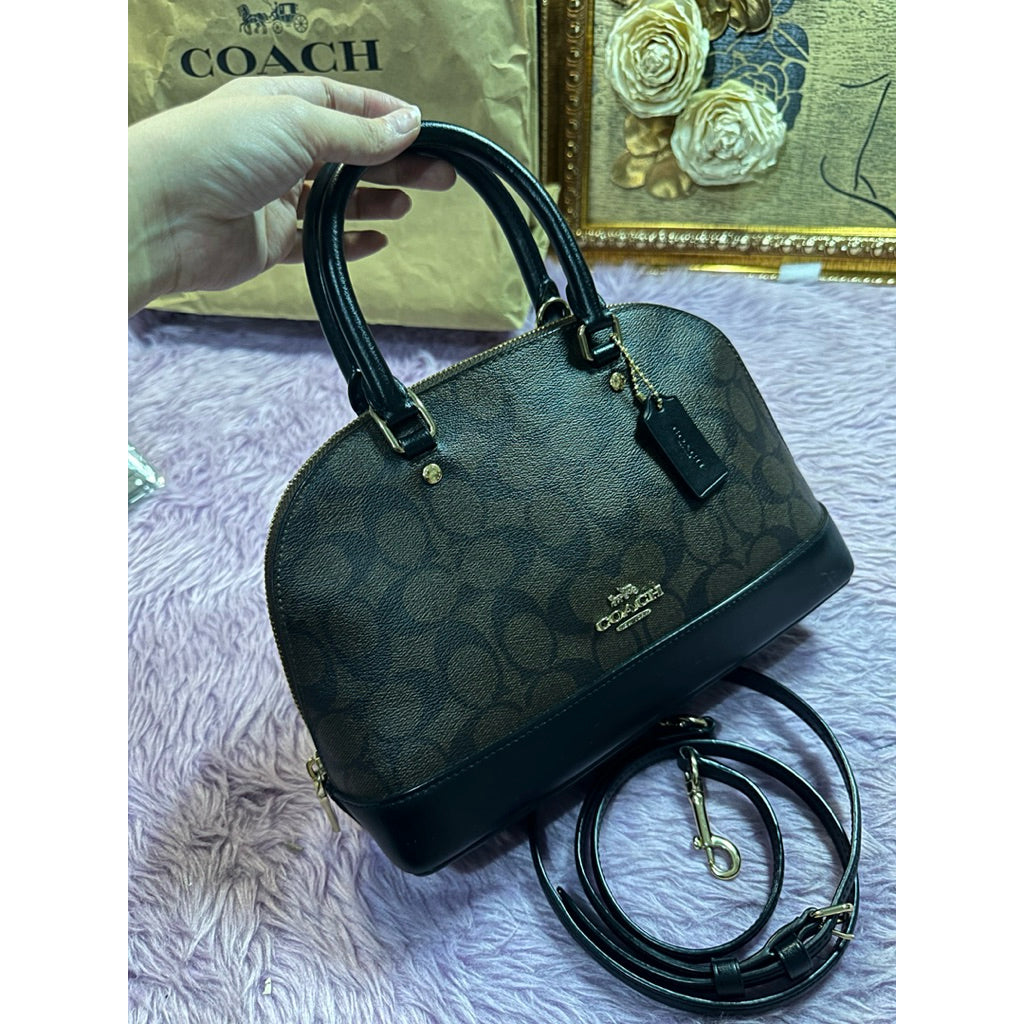 ORIG Preloved CCH Mini Sierra Dome Satchel Signature Brown Black Bag