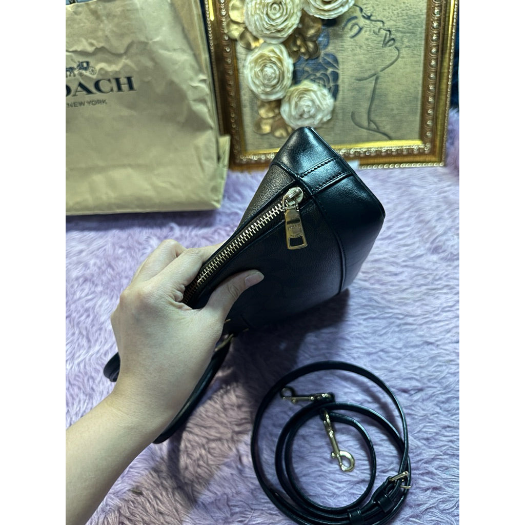 ORIG Preloved CCH Mini Sierra Dome Satchel Signature Brown Black Bag