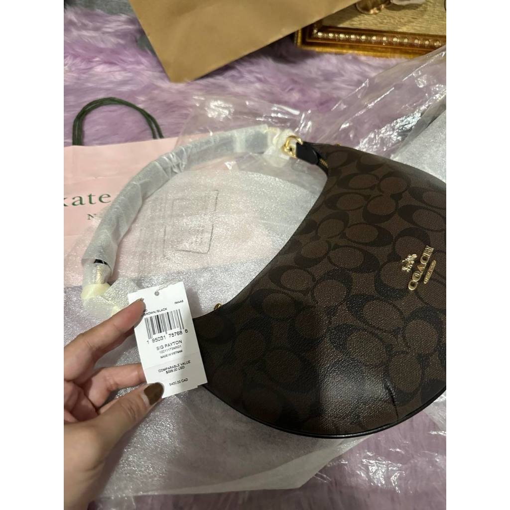 ORIG & IMPORTED CCH Payton Hobo Bag In Signature Canvas Brown Black