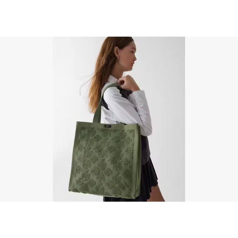 ORIG & IMPORTED KS Brooke Terry Carryall Large Tote Black Pink Green