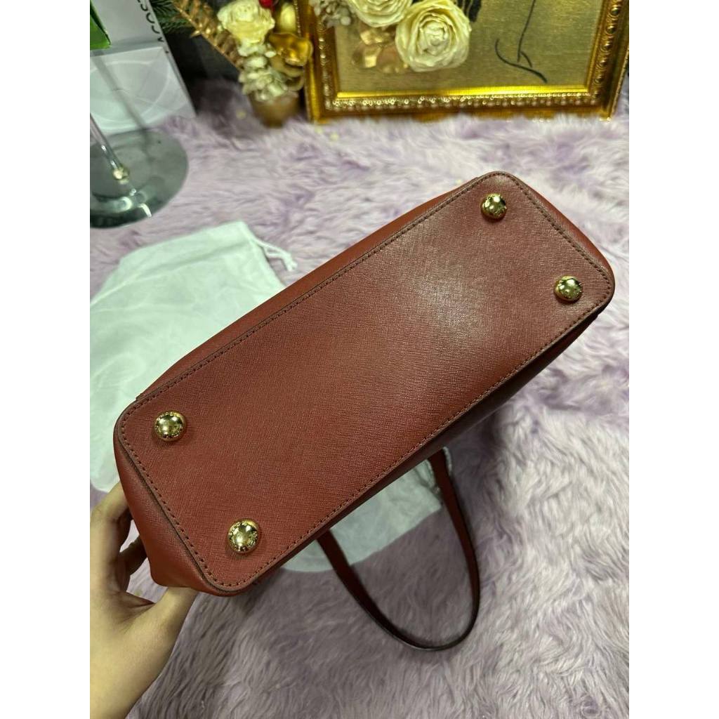 ORIG Preloved MK Charlotte Large Leather Top Zip Shoulder Tote Red Bag