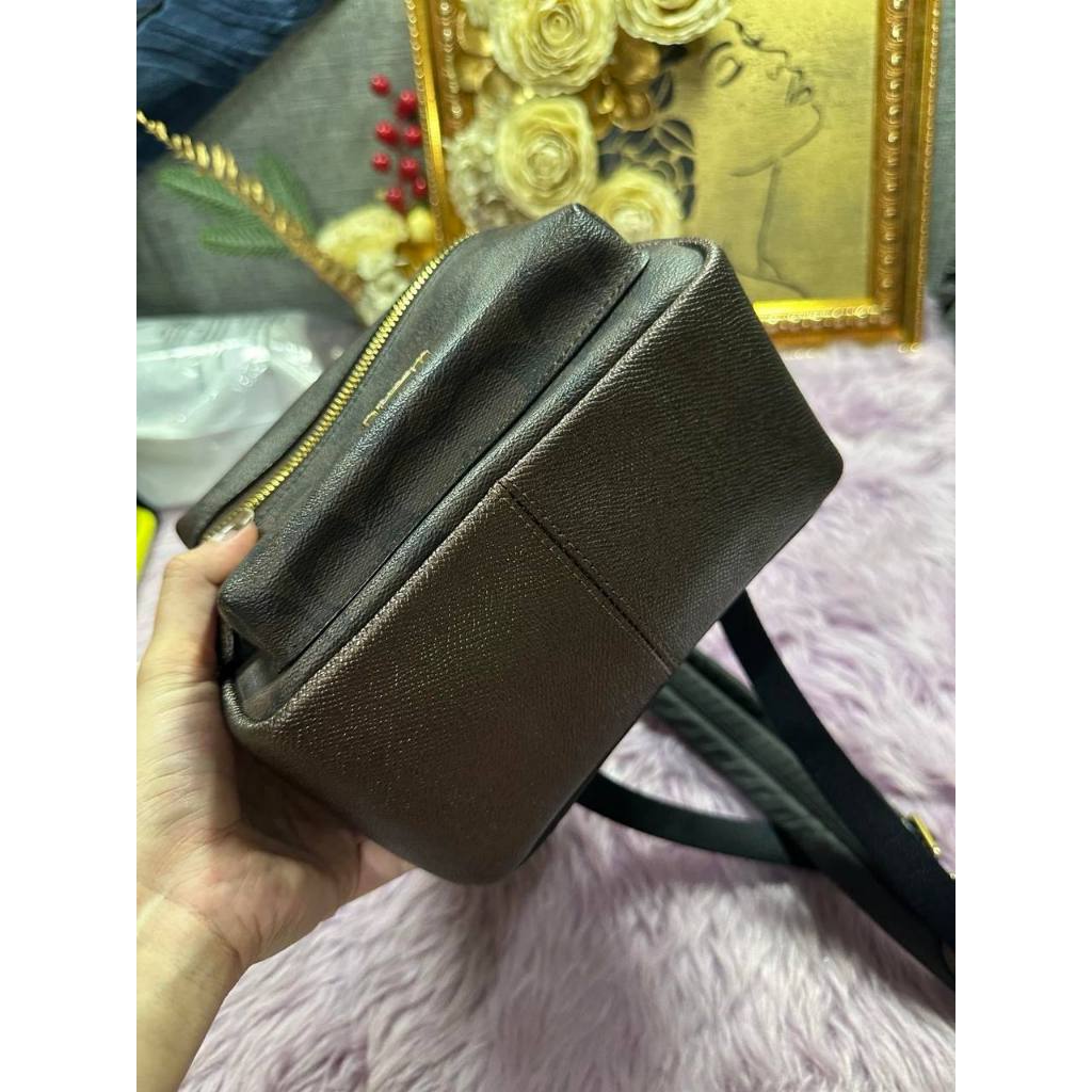 ORIG Preloved CCH Mini Charlie Backpack With Leopard Print Brown Small Bag