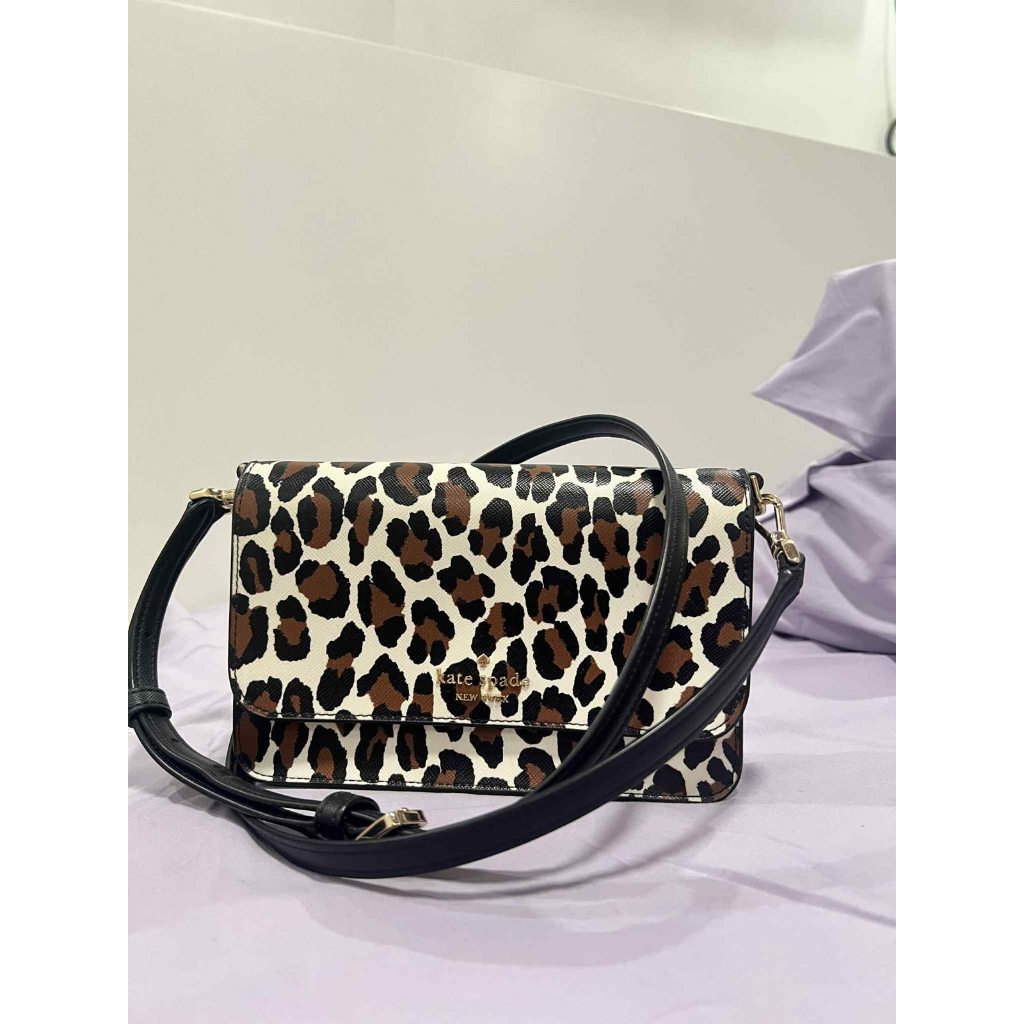 ORIG Preloved KS Madison Spotted Leopard Willow Mini Flap Crossbody Bag