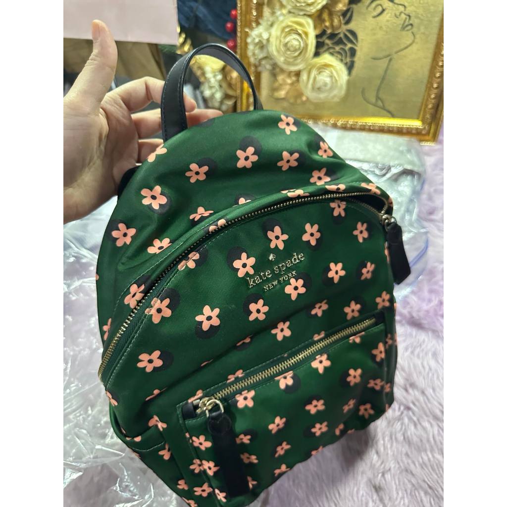 ORIG Preloved KS Chelsea Nylon Green Floral Medium Bag