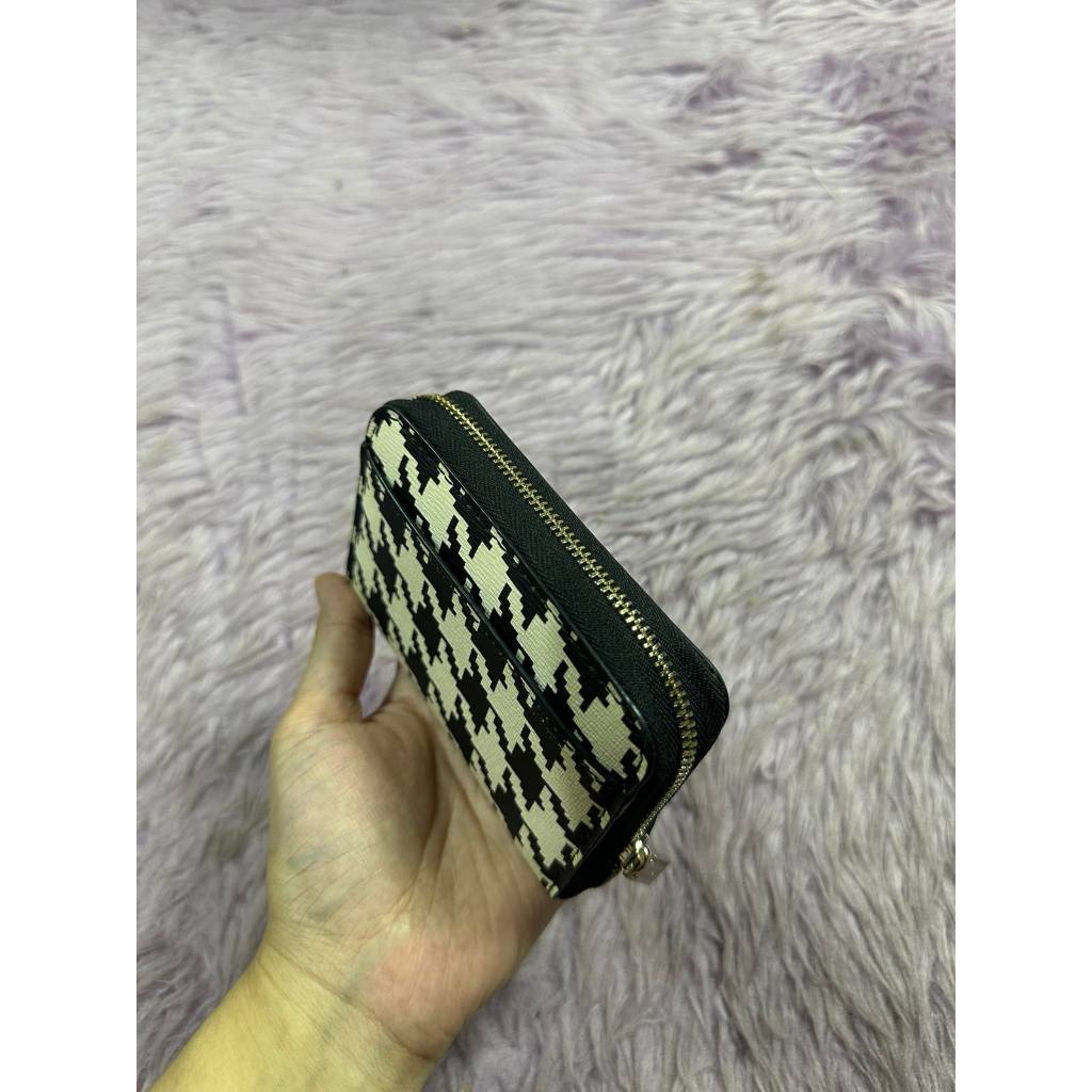 ORIG Preloved KS Darcy Small Zip Card Case Small Coin Card Wallet Black/White