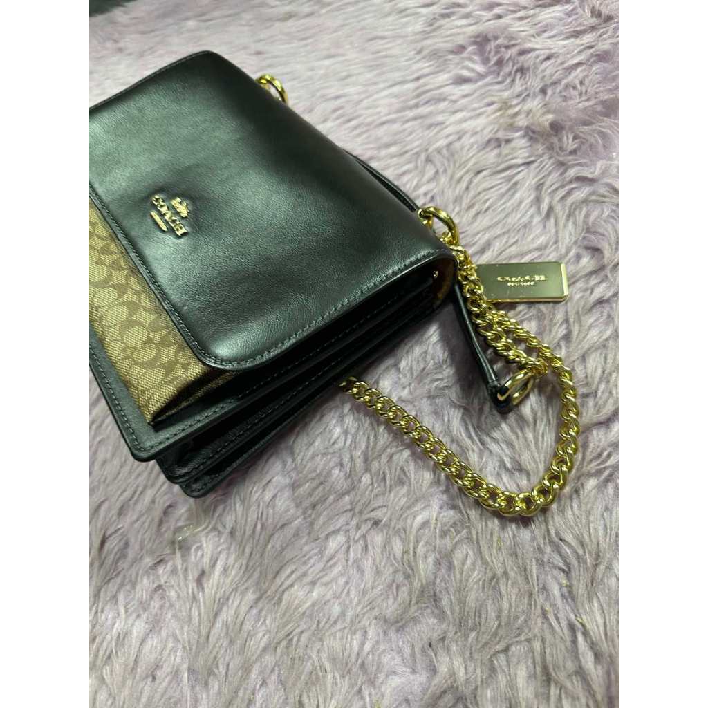 ORIG Preloved CCH Klare Crossbody Bag In Micro Signature Canvas Shoulder Chain Black Bag