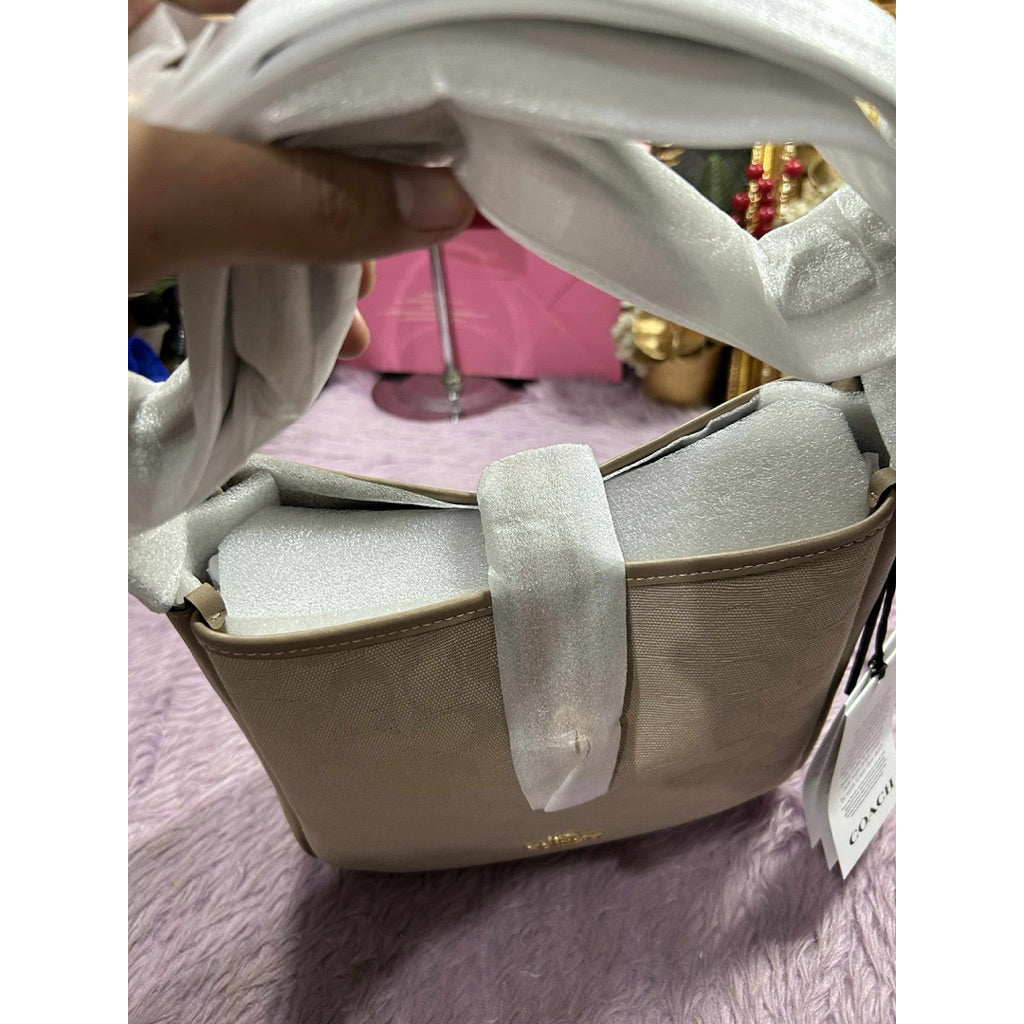ORIG & IMPORTED CCH Hadley Convertible Crossbody Beige Brown Bag With Signature Canvas