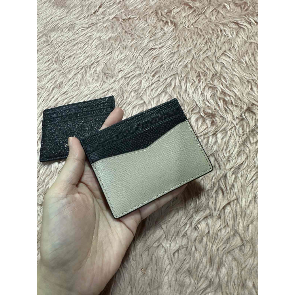 ORIG Preloved KS Staci Clolorblock Slim Card Holder Small Beige Wallet