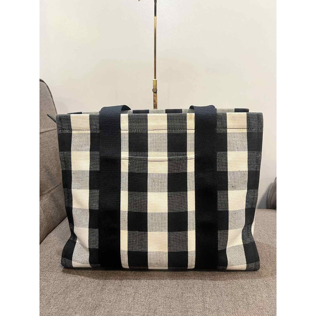 ORIG Preloved KS Kip Canvas Large Tote Bag Gingham Black/White