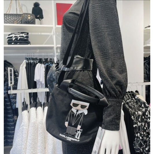 ORIG & IMPORTED Karl Lagerfeld KL Kristen Canvas Crossbody Small Black Bag