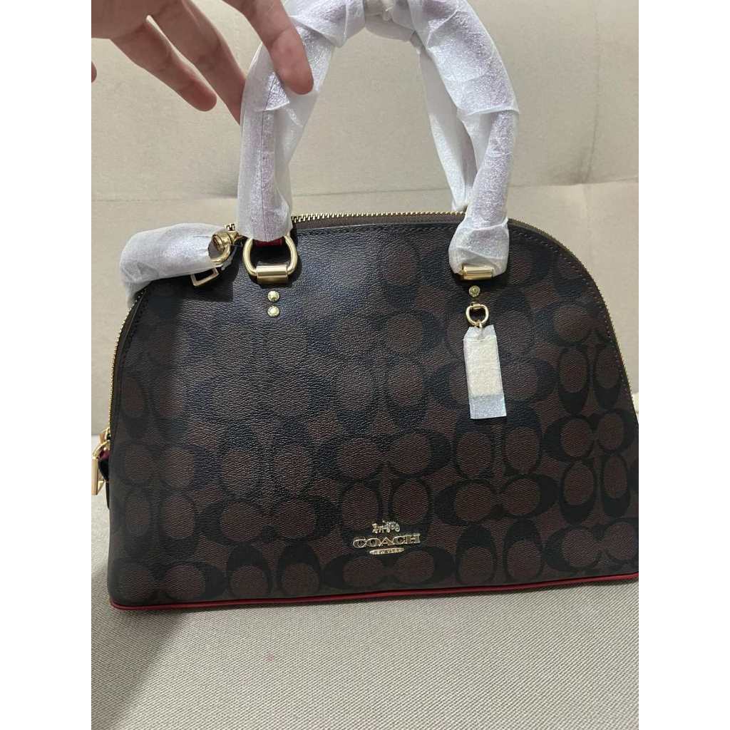 ORIG & IMPORTED CCH Katy Satchel in Signature Canvas Brown/Red Bag